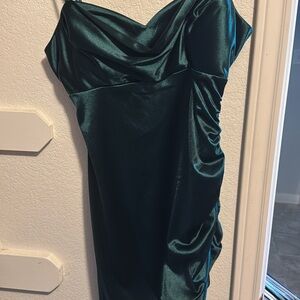 Elegant Green Satin Dress